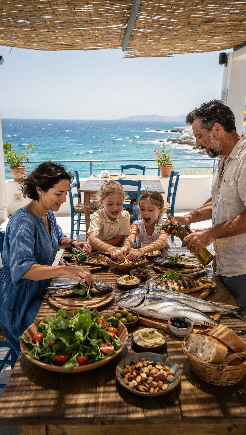 Μια πιατέλα με θαλασσινά που σερβίρεται σε γιορτή.